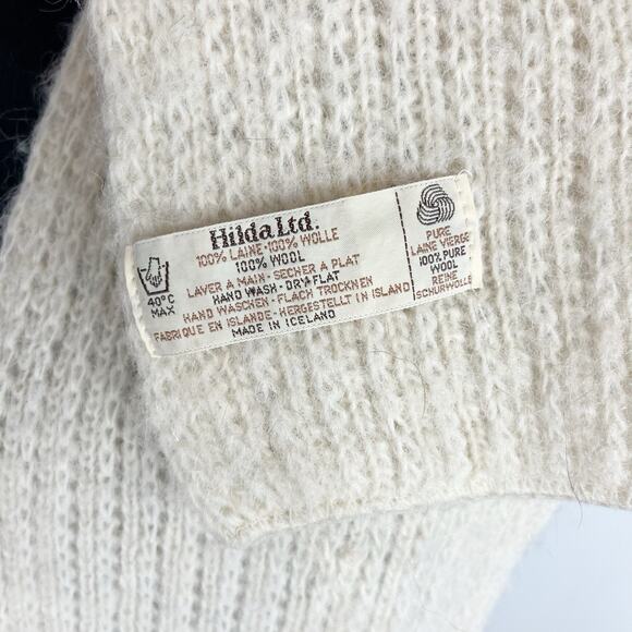 Hilda LTD 100% Pure Wool Winter Scarf Made In Iceland Ivory & Gray 7x60 - Picture 6 of 6